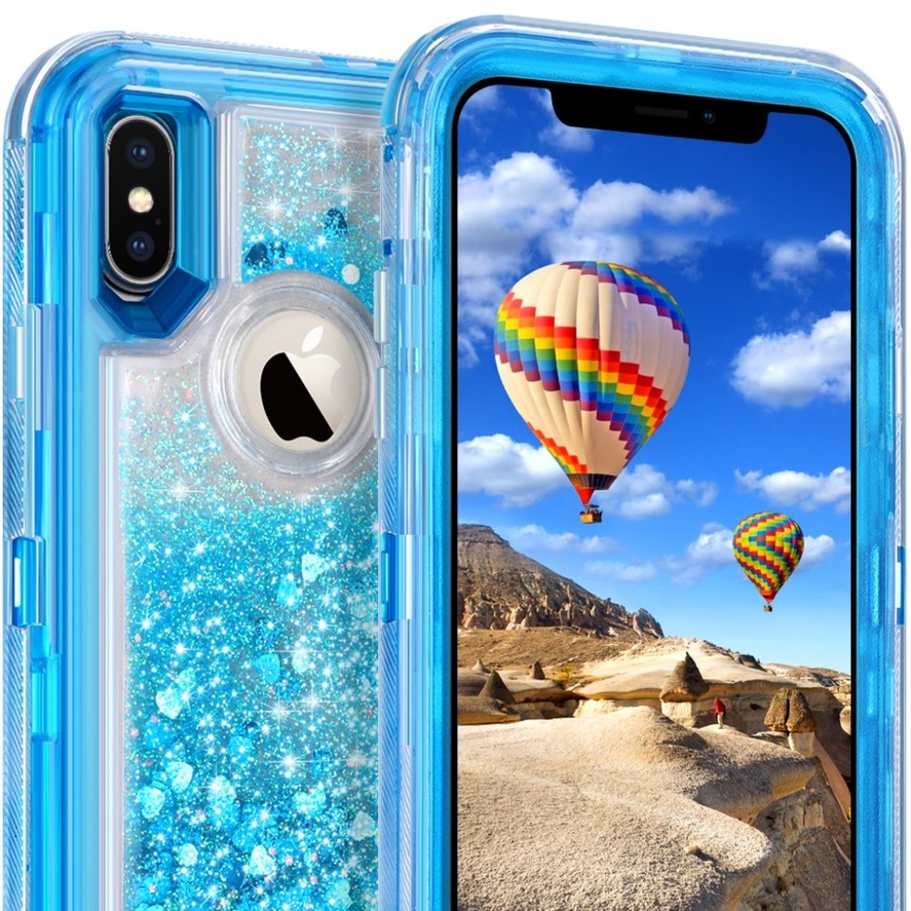 Fits iPhone  Blue Glitter Liquid Bling Case